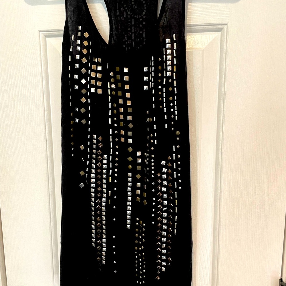 Guess stud embellished Black racer back tank